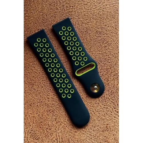 Amazfit Cheetah Pro Uyumlu 22mm Delikli Nike Silikon Kordon Siyah-Yeşil