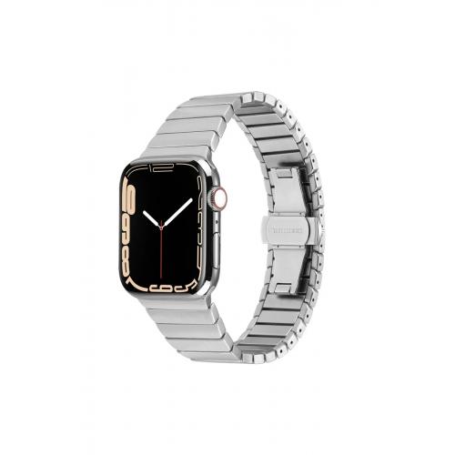 Apple Watch 3 4 5 6 7 8 9 SE Ultra/Ultra-2 Uyumlu 42-44-45-49mm Metal Kordon-79 Gümüş