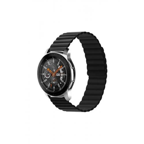 Amazfit Gtr 2e (46mm) Için Siyah 22mm Parçalı Çizgili Tasarım Pu Deri Kordon-52