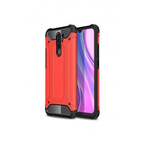 Xiaomi Redmi 9 Kılıf Çift Katmanlı Armour Case Kırmızı