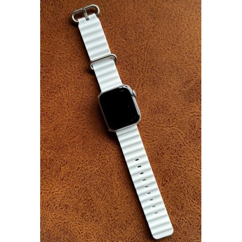 Apple Watch 8 Uyumlu 45mm Ocean Silikon Kordon Beyaz