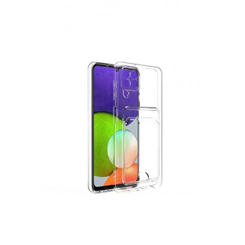 Galaxy M22 Kartlıklı Şeffaf Setra Clear Silikon Kapak