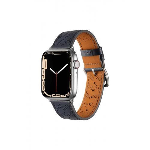 Apple Watch Se 40mm Pu Deri Kordon Strap Kayış Lacivert Kordon-76