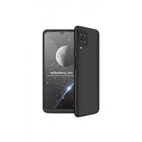 Galaxy M22   Uyumlu   Için 3 Parçalı Ays Sert Silikon Kapak Siyah