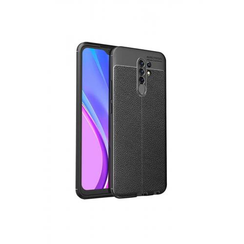 Xiaomi Redmi 9 Için Deri Görünümlü Niss Silikon Kapak Siyah