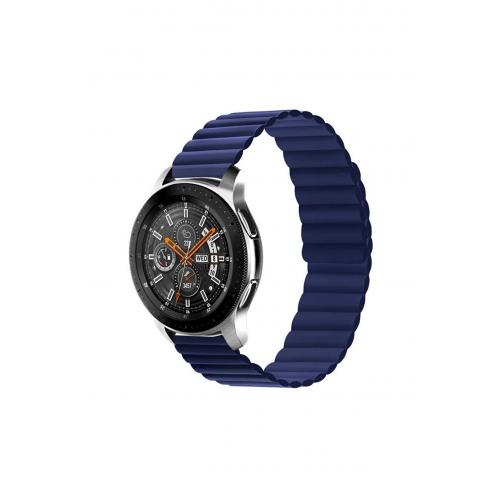 Huawei Watch Gt 3 Için Lacivert 22mm Parçalı Çizgili Tasarım Pu Deri Kordon-52