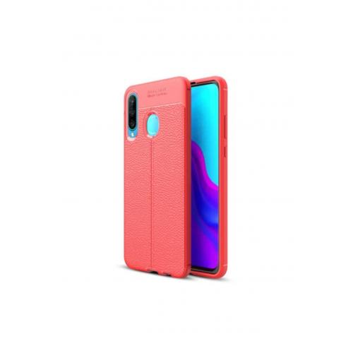 Huawei P30 Lite Deri Tasarımlı Niss Silikon Kılıf Kırmızı