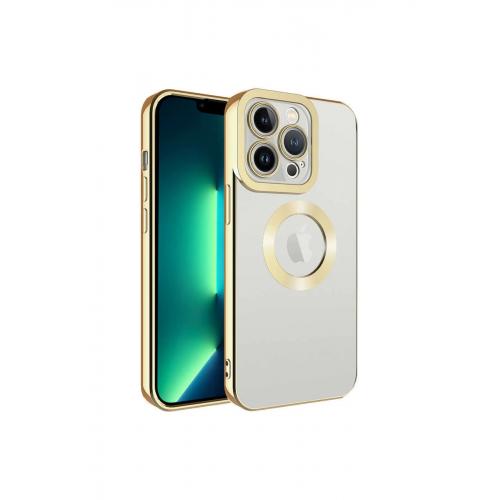 Apple Iphone 14 Pro Için Kılıf Kamera Korumalı Logo Gösteren Omega Kapak Gold