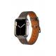 Apple Watch 3 4 5 6 7 8 9 SE Ultra/Ultra-2 Uyumlu 42-44-45-49mm Suni Deri Kordon-76 Gri