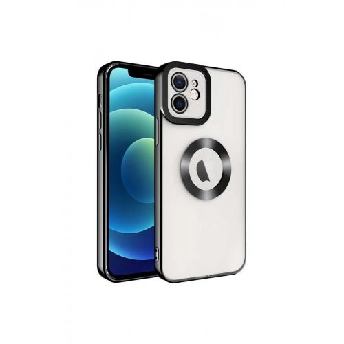 Iphone 11 Için Kamera Korumalı Logo Gösteren Omega Silikon Kapak Siyah