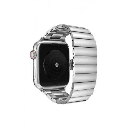 Apple Watch 3 4 5 6 7 8 9 SE Ultra/Ultra-2 Uyumlu 42-44-45-49mm Metal Kordon-41 Gümüş