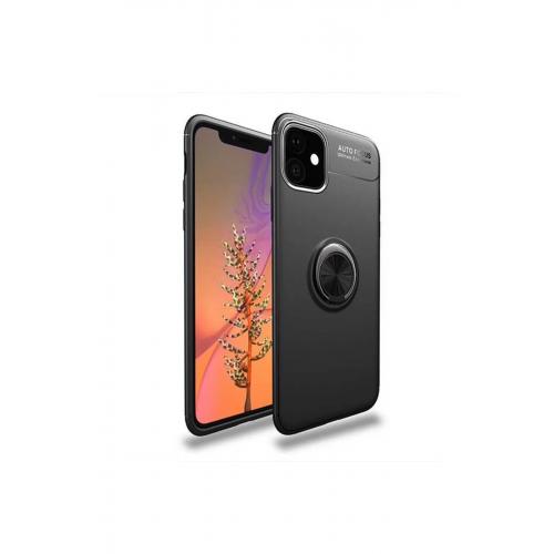 Apple Iphone 11 Için Yüzüklü Manyetik Ravel Silikon Kılıf Siyah