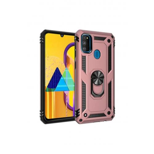 Samsung Galaxy M30s Için Manyetik Yüzüklü Standlı Vega Sert Silikon Kılıf Rose Gold