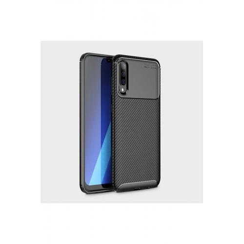 Samsung Galaxy A50 Için Karbon Tasarımlı Negro Silikon Kılıf Siyah