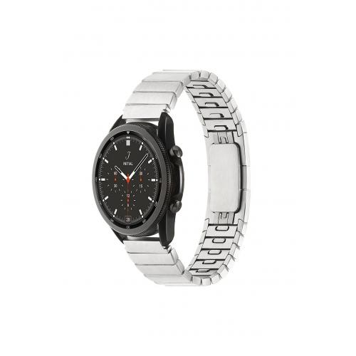 Galaxy Watch 3 45mm (22mm) Çizgi tasarımlı Metal Kordon Gümüş Kordon-82