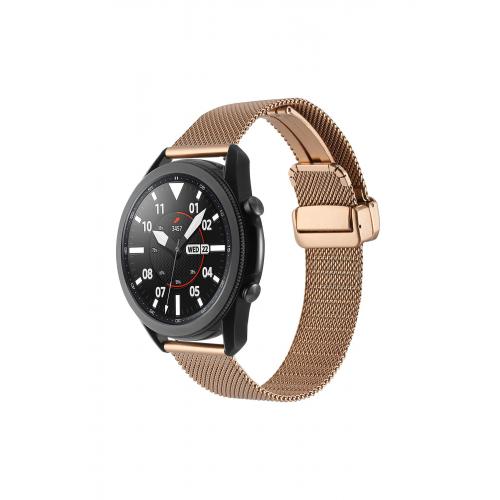 Galaxy Watch 3 (45mm) (22mm) için Klipsli Hasır Metal Kordon-85 Rose Gold