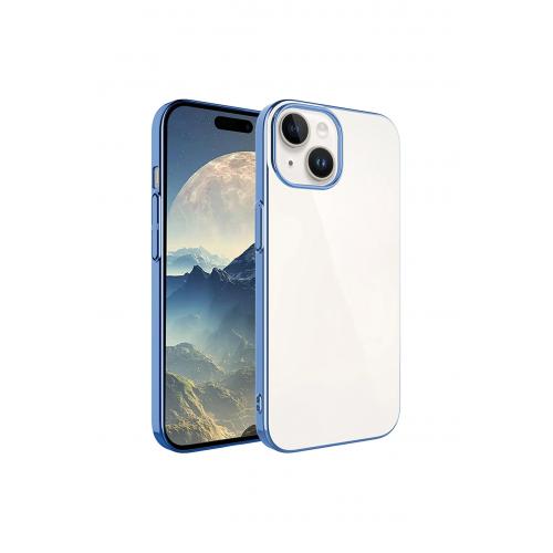 Apple iPhone 15 için Renkli çerçeveli Riksos Silikon Kapak Sierra Mavisi