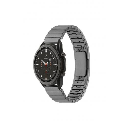 Galaxy Watch Active 42mm (22mm) Çizgi tasarımlı Metal Kordon Gri Kordon-82