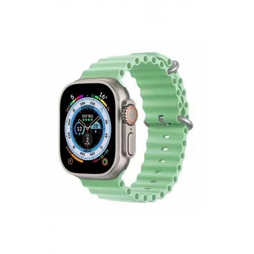 Apple Watch SE Uyumlu 44mm Ocean Silikon Kordon-75 Açık Yeşil