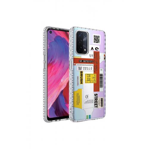 Oppo A74 4G için Renkli Desenli Elegans Sert Silikon Kapak No2