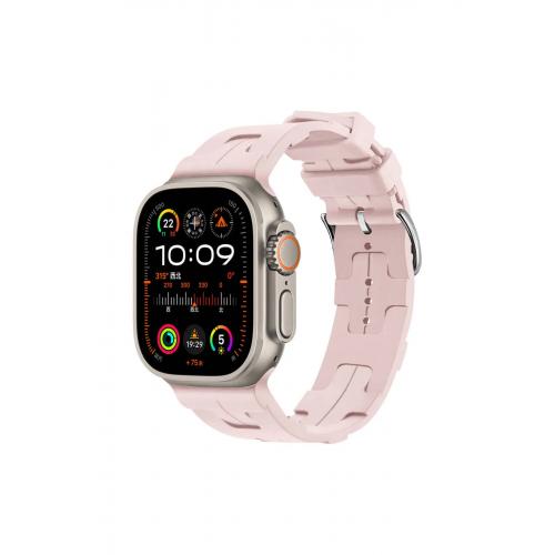 Apple Watch 42-44-45-49mm için Silikon Kordon-92 Açık Pembe