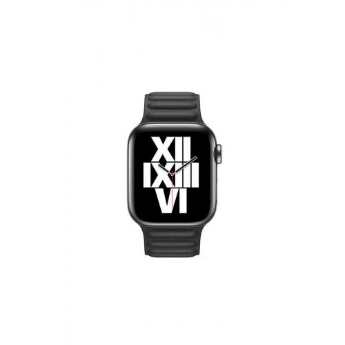 Apple Watch 3 4 5 6 7 8 9 SE Ultra/Ultra-2 Uyumlu 42-44-45-49mm Suni Deri Kordon-34 Siyah