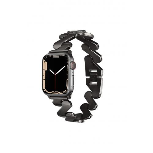 Apple Watch 3 4 5 6 7 8 9 SE Uyumlu 38-40-41mm Metal kordon-80 Siyah