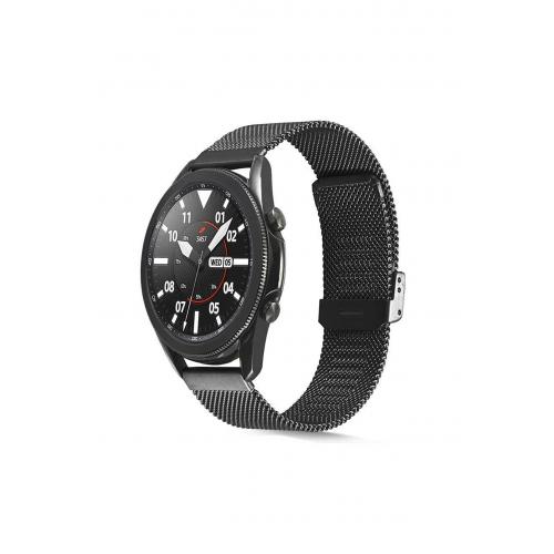 Huawei Watch Gt 3 Active (46mm) Için Siyah 22mm Hasır Metal Kordon-45