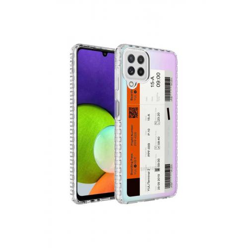 Galaxy M22 için Renkli Desenli Elegans Sert Silikon Kapak No1