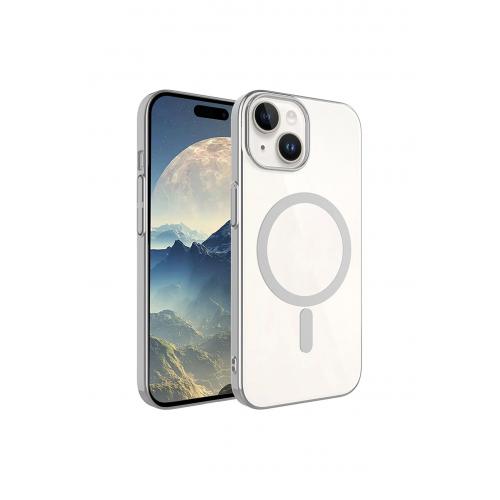 Apple iPhone 15 Plus için Pixel Magsafe Sert Plastik Kapak Koyu Gri