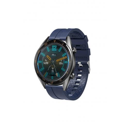 Huawei Watch Gt 3 Pro Titanium (46mm) Için Lacivert 22mm Içi Desenli Silikon Kordon-23