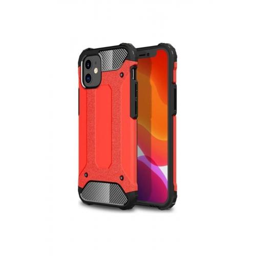 Apple Iphone 12 Kılıf Çift Katmanlı Armour Case Kırmızı