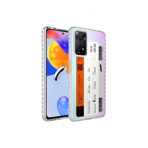 Xiaomi Redmi Note 11 Global için Renkli Desenli Elegans Sert Silikon Kapak No1