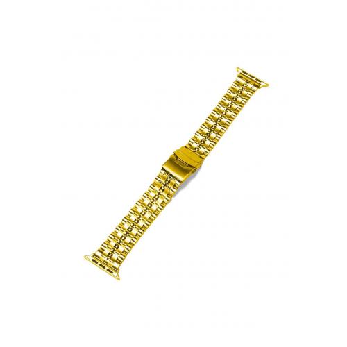 Watch 3 (42mm) Için Uyumlu Gold Şeritli Görümün Metal Kordon-54