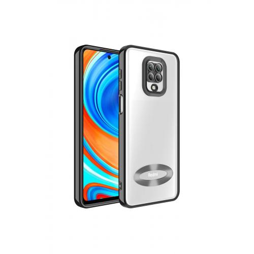 Redmi Note 9 Pro Için Kamera Korumalı Logo Gösteren Omega Silikon Kapak Siyah