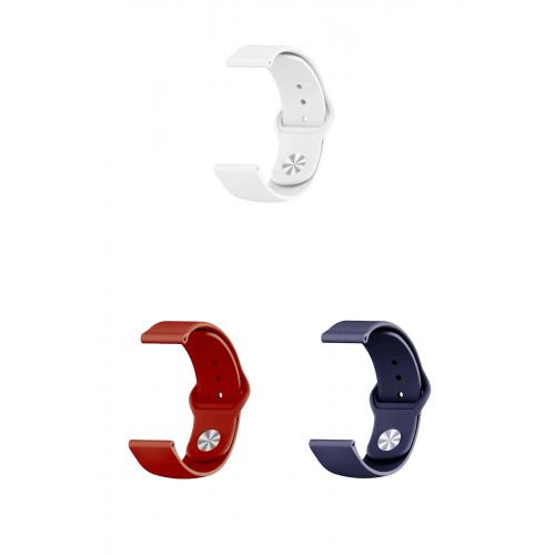 Amazfit GTR 4 Uyumlu 22mm Klasik Silikon Kordon 3'lü Set-B5