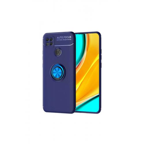 Xiaomi Redmi 9c Için Yüzüklü Manyetik Ravel Silikon Kılıf Mavi