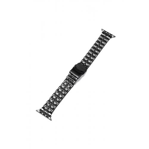 Uyumlu Watch 3 (38mm) Için Siyah Şeritli Görümün Metal Kordon-54