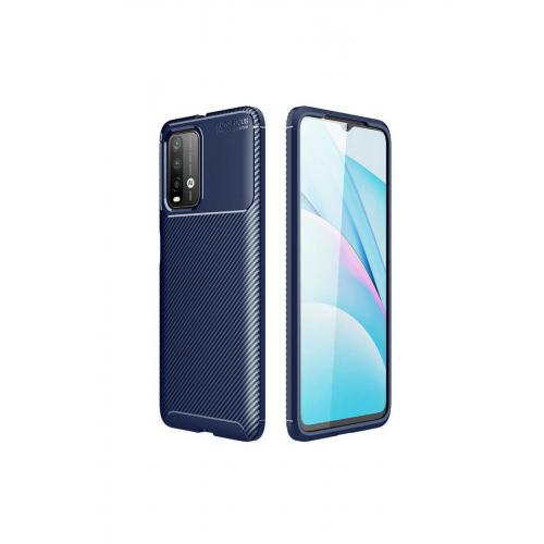 Xiaomi Redmi 9t Için Karbon Tasarımlı Negro Silikon Kılıf Lacivert