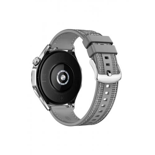 Huawei Watch 3 için Spor Örgü Desenli Dikişli Silikon Kordon-102 Gri