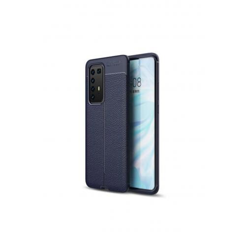 Huawei P40 Pro Deri Tasarımlı Niss Silikon Kılıf Lacivert