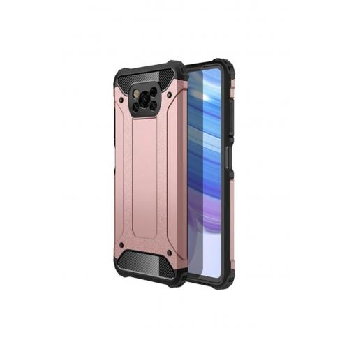 Xiaomi Pocophone X3 Nfc Kılıf Çift Katmanlı Armour Case Rose Gold