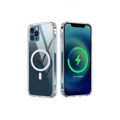 Apple Iphone 12 Pro Için Magnetik Dizaynlı Tacsafe Wireless Kapak Şeffaf