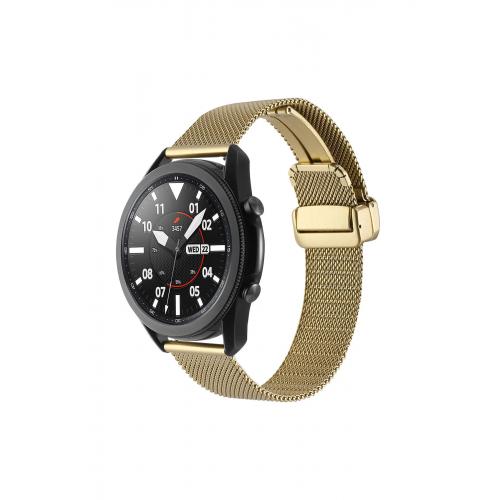 Honor Watch GS Pro (22mm) için Uyumlu Klipsli Hasır Metal Kordon-85 Gold