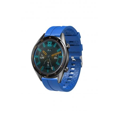 Huawei Watch GT 3 SE uyumlu 22mm içi desenli Silikon Kordon-23 Saks Mavi