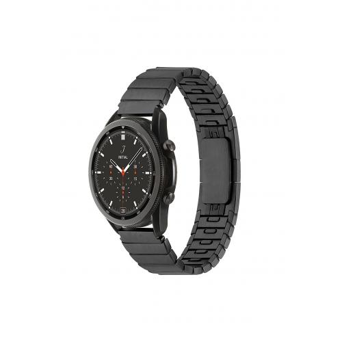 Huawei Watch GT Sport 46.5mm (22mm) Çizgi tasarımlı Metal Kordon Siyah Kordon-82