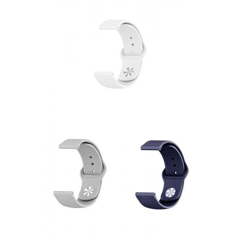 Amazfit GTR 4 Uyumlu 22mm Klasik Silikon Kordon 3'lü Set-B4