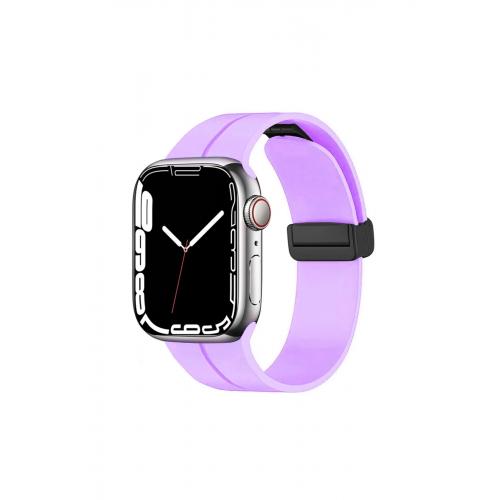 Apple Watch 4 40mm Klipsli Silikon Kordon Lila Kordon-84