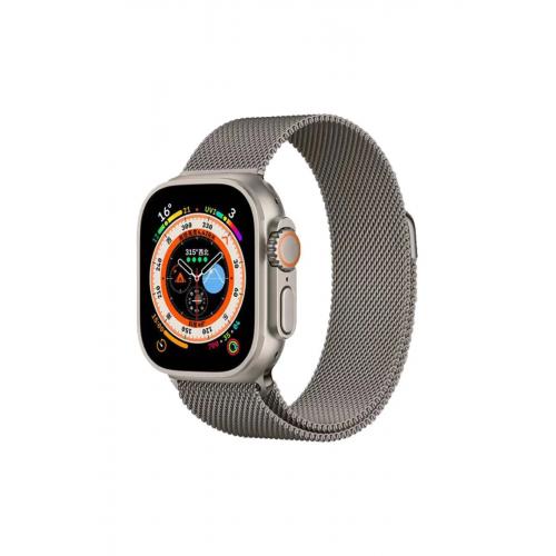 Apple Watch Ultra (49mm) için Hasır Metal Kordon-98 Gri