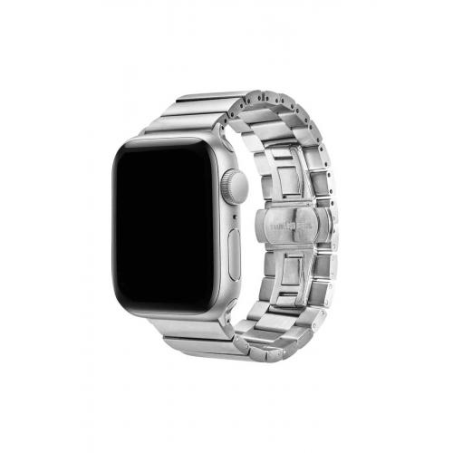 Apple Watch 3 4 5 6 7 8 9 SE Ultra/Ultra-2 Uyumlu 42-44-45-49mm Metal Kordon-41 Gümüş